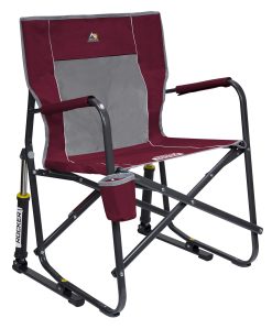 GCI OUTDOOR Freestyle Rocker Camping Chair | Portable Folding Rocking Chair with Solid, Durable Armrests, Drink Holder & Comfortable Backrest — Cinnamon